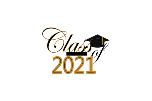 Graduation congratulations class of 2021 with graduation cap hat