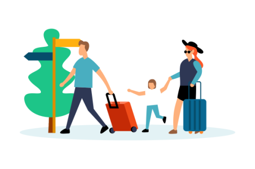 Family vacation travel, family trip illustration