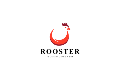 Rooster, chicken logo character. vector flat illustration