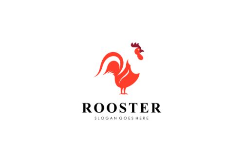 Rooster, chicken logo character. vector flat illustration