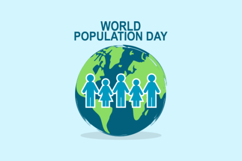 Flat world population day illustration