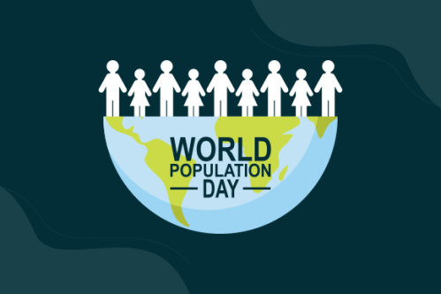 Flat world population day illustration
