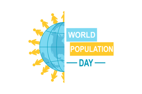 Flat world population day illustration