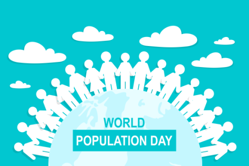 Flat world population day illustration