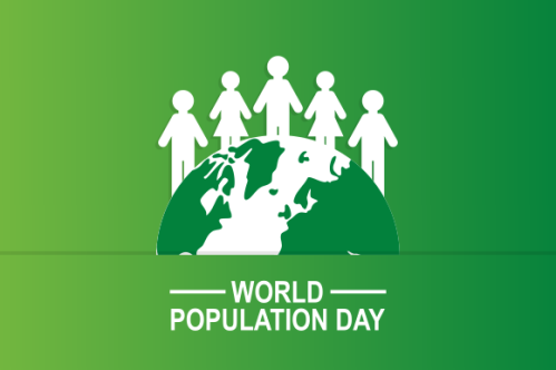 Flat world population day illustration