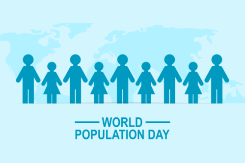 Flat world population day illustration