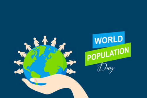 Flat world population day illustration