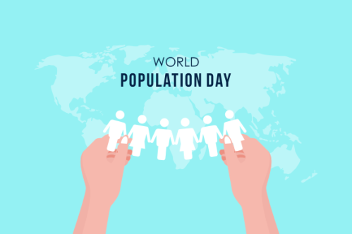 Flat world population day illustration