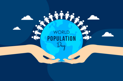Flat world population day illustration