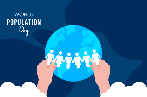 Flat world population day illustration