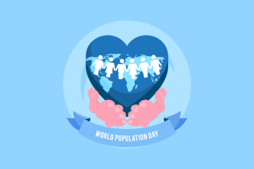 Flat world population day illustration