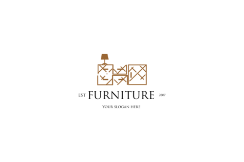 Interior minimalist room, gallery furniture logo design vector