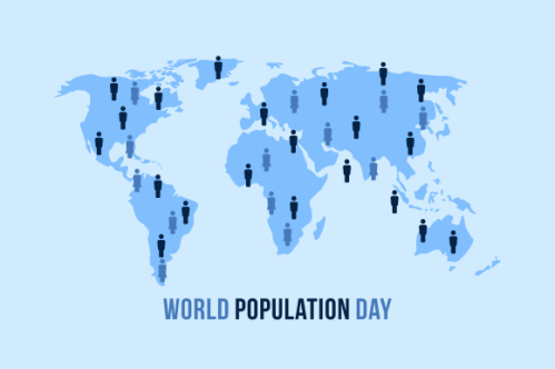 Flat world population day illustration