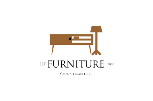 Interior minimalist room, gallery furniture logo design vector