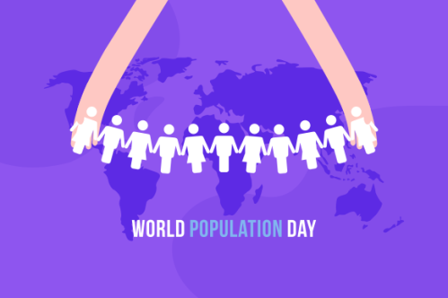 Flat world population day illustration