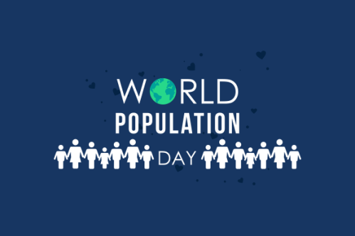 Flat world population day illustration