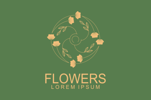Hand drawn floral wreaths, floral logo, vector graphic circle frames logo