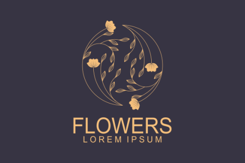 Hand drawn floral wreaths, floral logo, vector graphic circle frames logo