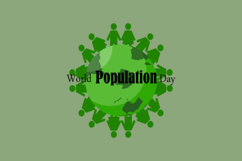 Flat world population day illustration