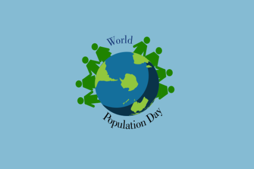 Flat world population day illustration