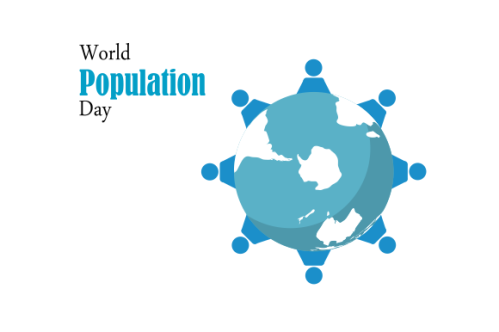 Flat world population day illustration