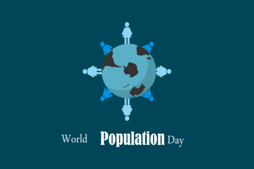 Flat world population day illustration