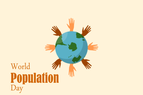 Flat world population day illustration