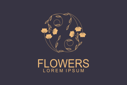 Hand drawn floral wreaths, floral logo, vector graphic circle frames logo