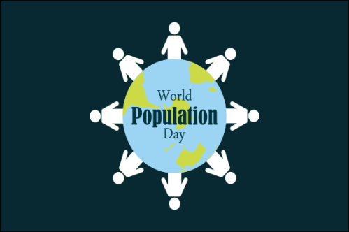 Flat world population day illustration
