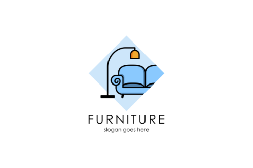 Interior minimalist room, gallery furniture logo design vector