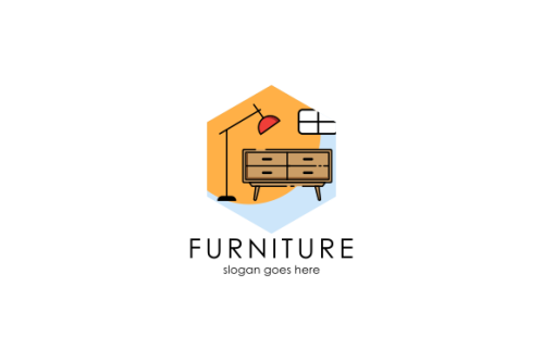 Interior minimalist room, gallery furniture logo design vector