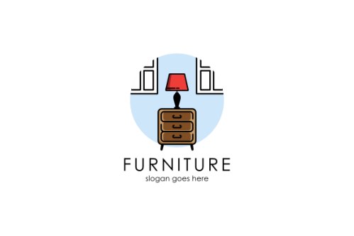 Interior minimalist room, gallery furniture logo design vector