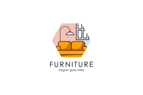 Interior minimalist room, gallery furniture logo design vector