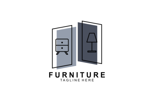 Interior minimalist room, gallery furniture logo design vector