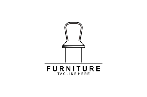 Interior minimalist room, gallery furniture logo design vector