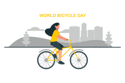 Cartoon world bicycle day illustration