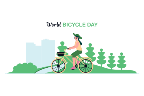 Cartoon world bicycle day illustration