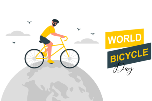 Cartoon world bicycle day illustration