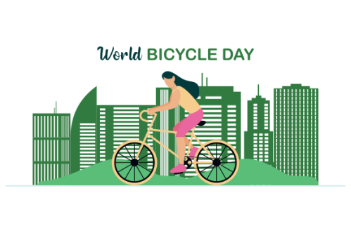 Cartoon world bicycle day illustration