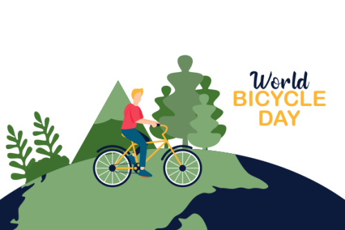 Cartoon world bicycle day illustration