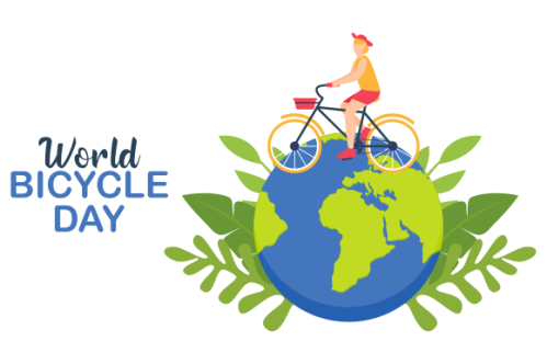 Cartoon world bicycle day illustration