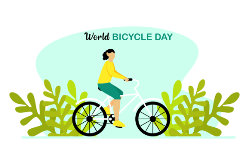 Cartoon world bicycle day illustration