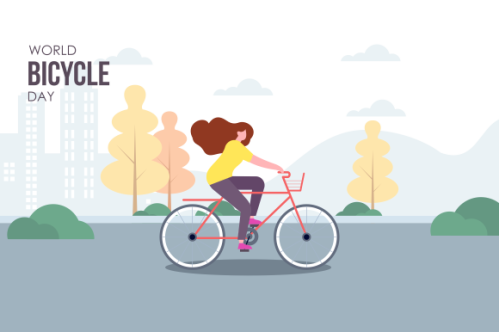 Cartoon world bicycle day illustration