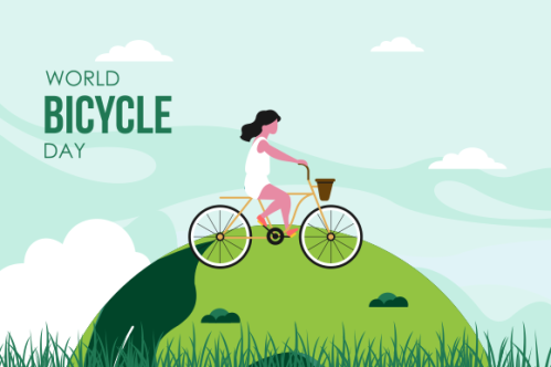 Cartoon world bicycle day illustration