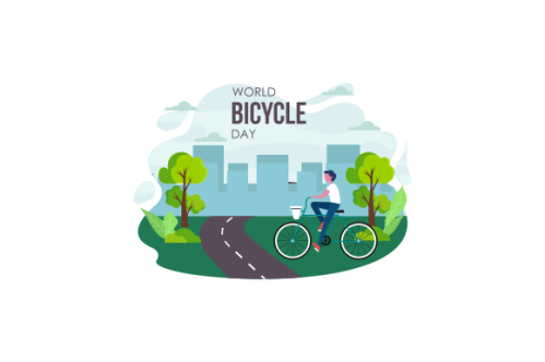 Cartoon world bicycle day illustration