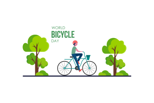 Cartoon world bicycle day illustration