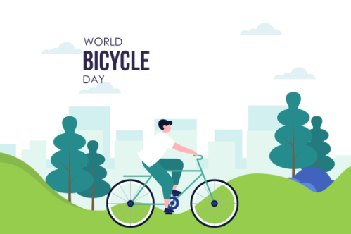 Cartoon world bicycle day illustration