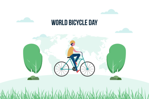 Cartoon world bicycle day illustration