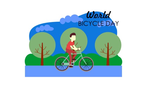 Cartoon world bicycle day illustration