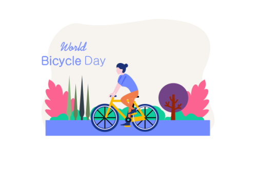 Cartoon world bicycle day illustration
